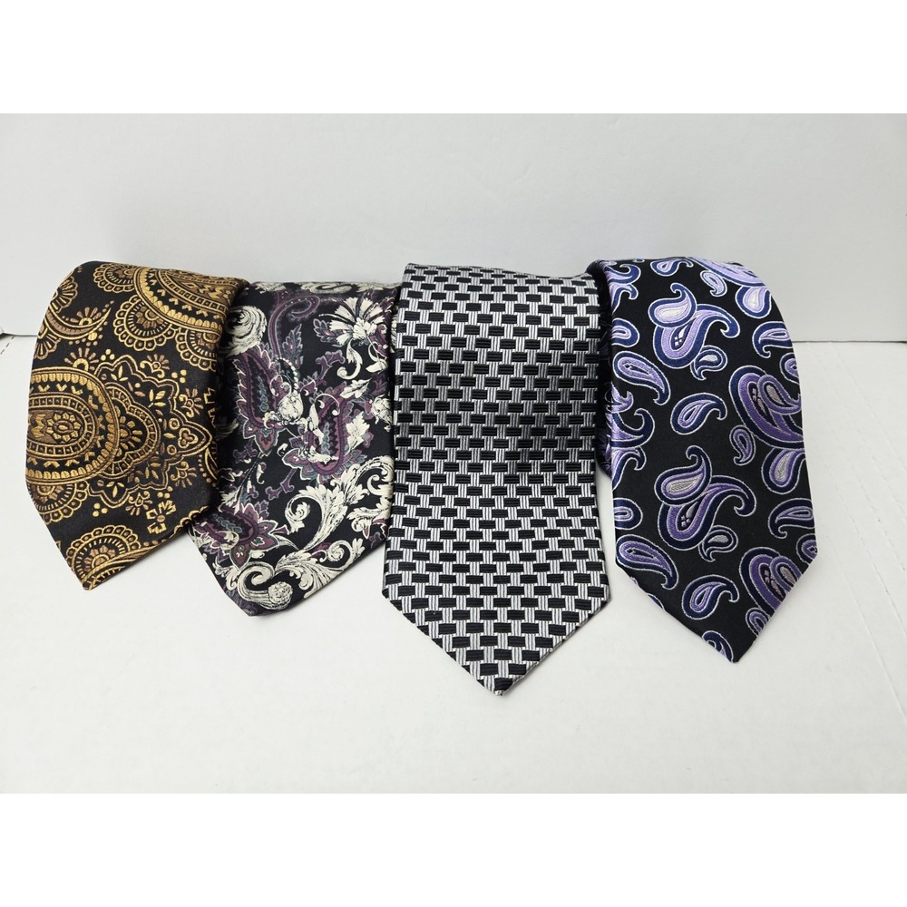 Mens silk tie lot of 4 La Vita Tallia Geoffrey Beene‎ Benchmark